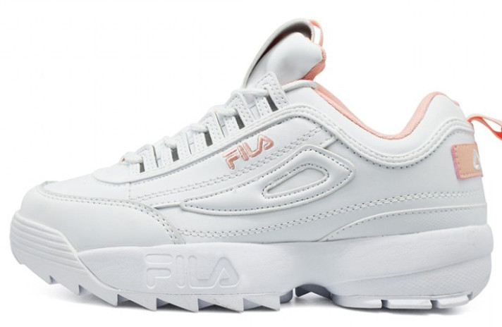 Кроссовки Fila Disruptor 2 Pink Flamingo  белые, кожаные