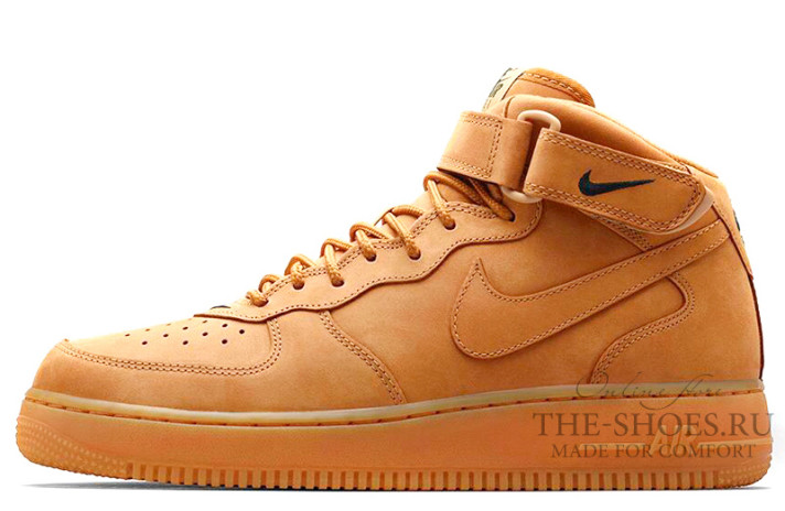 Кроссовки Nike Air Force 1 Mid Wheat Flax Yellow CJ9178-200 желтые