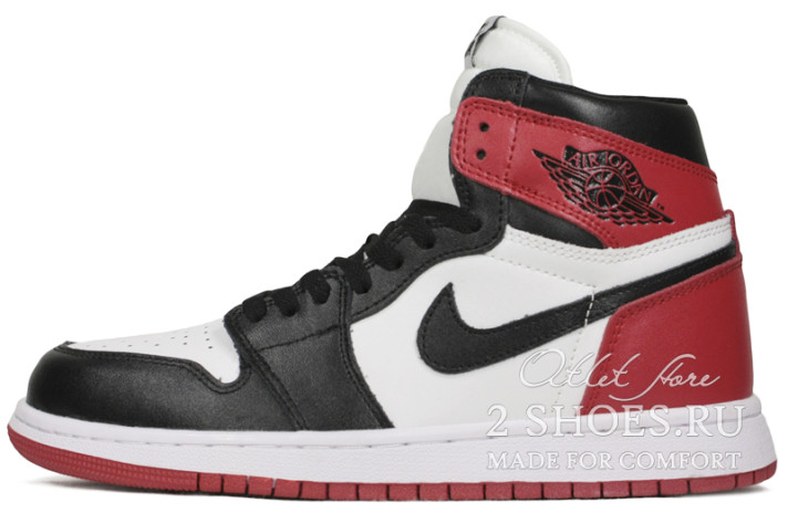 Кроссовки Nike Air Jordan 1 Mid Winter Black Toe  белые, черные, кожаные