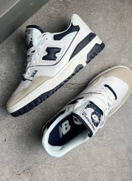 Кроссовки New Balance 550 White Navy Blue живое фото 2