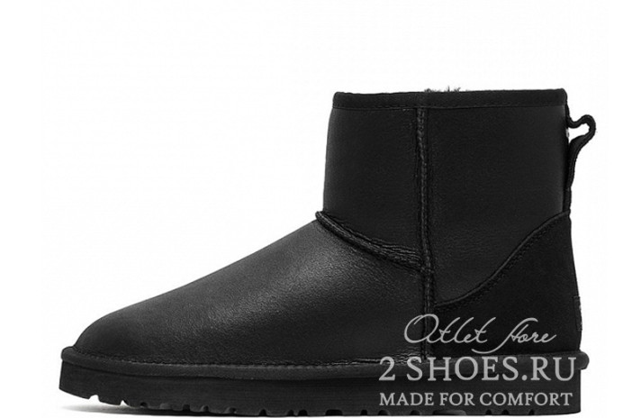 Ugg Australia Classic Mini Metallic Black  черные, кожаные